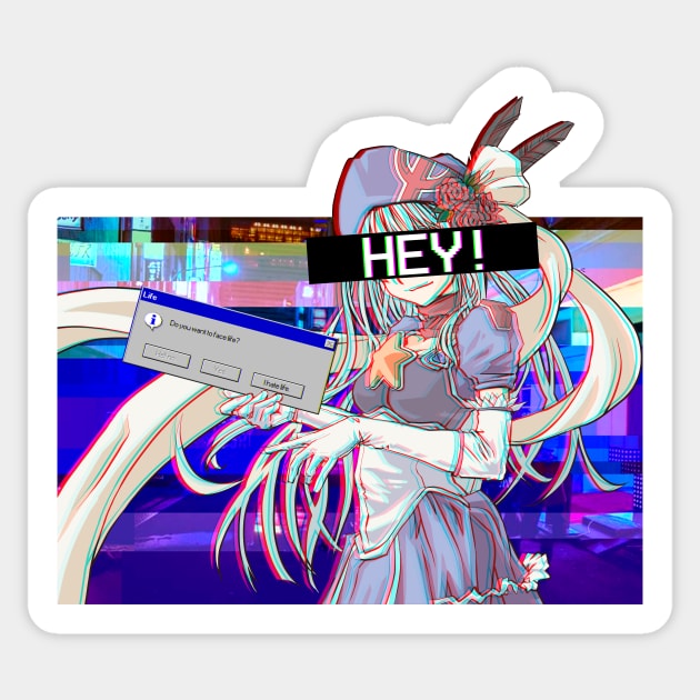 Anime Vaporwave Aesthetic Glitch Effect Sticker by bestcoolshirts